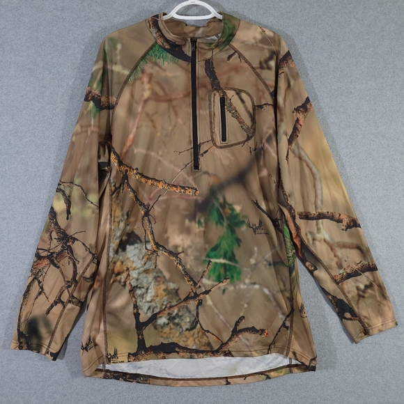 Go Wild Camo Shirt Mens 3XL Long Sleeve 1/2 Zip Base Layer Hidden Timbre Hunting - Picture 1 of 8